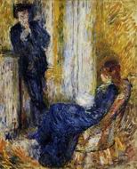 (image for) Pierre-Auguste Renoir paintings artwork By the Fireside 1875