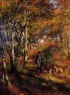 (image for) Handmade Oil painting for home canvas, oil painting framed canvas for living room The Painter Jules Le Coeur Walking His Dogs in t