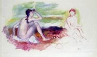 (image for) Handmade Oil painting for home canvas, oil painting framed canvas for living room Two Bathers