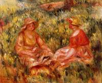 (image for) Handmade Oil painting for home canvas, oil painting framed canvas for living room Two Women in the Grass 1910