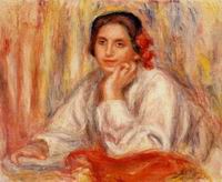 (image for) Handmade Oil painting for home canvas, oil painting framed canvas for living room Vera Sertine Renoir 1914