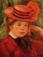 (image for) Handmade Oil painting for home canvas, oil painting framed canvas for living room Young Girl in a Red Hat 1899