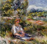 (image for) Handmade Oil painting for home canvas, oil painting framed canvas for living room Young Girl Seated in a Meadow 1916
