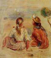 (image for) Handmade Oil painting for home canvas, oil painting framed canvas for living room Young Girls on the Beach 1898