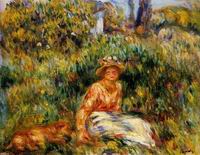 (image for) Handmade Oil painting for home canvas, oil painting framed canvas for living room Young Woman in a Garden 1916