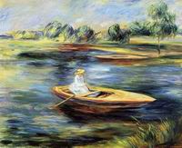 (image for) Handmade Oil painting for home canvas, oil painting framed canvas for living room Young Woman Seated in a Rowboat