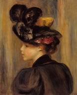 (image for) Handmade Oil painting for home canvas, oil painting framed canvas for living room Young Woman Wearing a Black Hat 1895