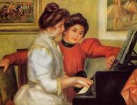 (image for) Handmade Oil painting for home canvas, oil painting framed canvas for living room Yvonne and Christine Lerolle at the Piano 1897