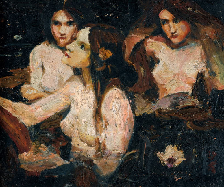 (image for) Reproductions of Sadji Sha Qi paintings 3 nude girls