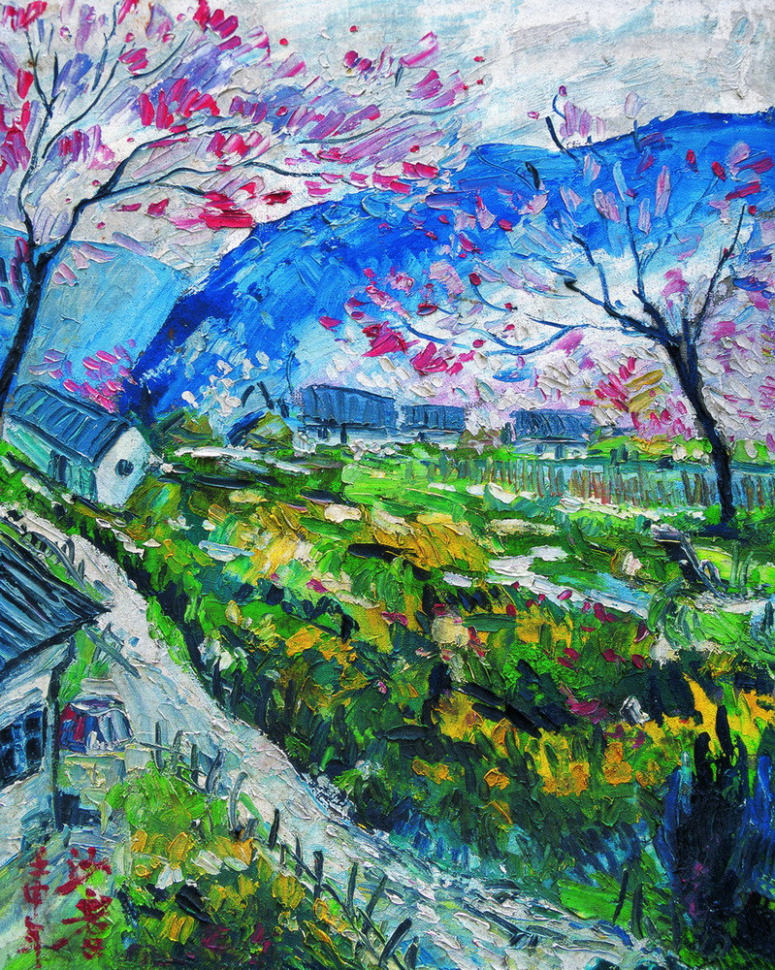 (image for) Handmade oil painting Copy paintings of famous artists Sadji Sha Qi paintings spring season