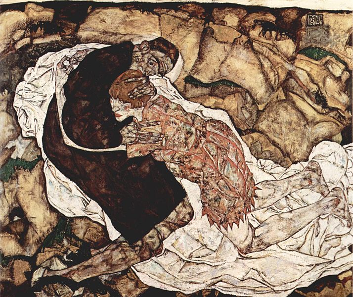 Reproduction Egon Schiele's Painting Death and the Maiden, 1915