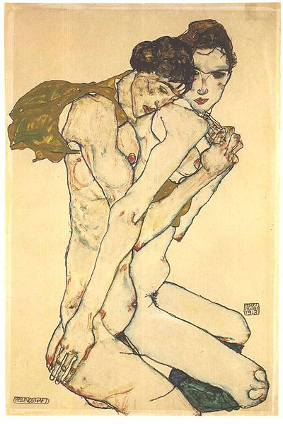 (image for) Reproduction Egon Schiele's Oil Painting Friendship, 1913