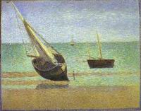 (image for) Handmade oil painting Copy paintings of famous artists Boats Bateux Maree Basse Grandcamp 1885