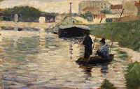 (image for) Handmade Oil painting for home canvas, oil painting framed canvas for living room View of the Seine