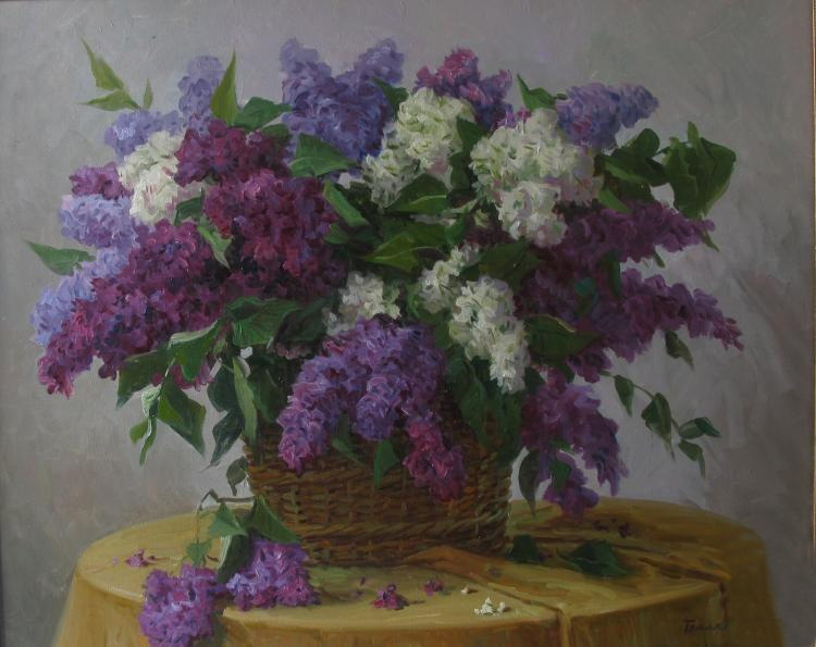 (image for) Handmade Oil painting for home canvas, oil painting framed canvas for living room Balakshin's painting art for sale,Lilac