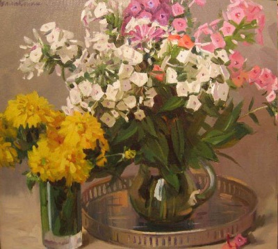 (image for) Handmade oil painting Copy paintings of famous artists Balakshin's oil paintings for sale,Phlox