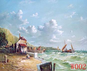 (image for) Seascape, Handmade oil painting on Canvas:seascapeW002 - Click Image to Close