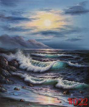 (image for) Non-Famous Artist or Original painting on canvas: SeascapeW022 - Click Image to Close