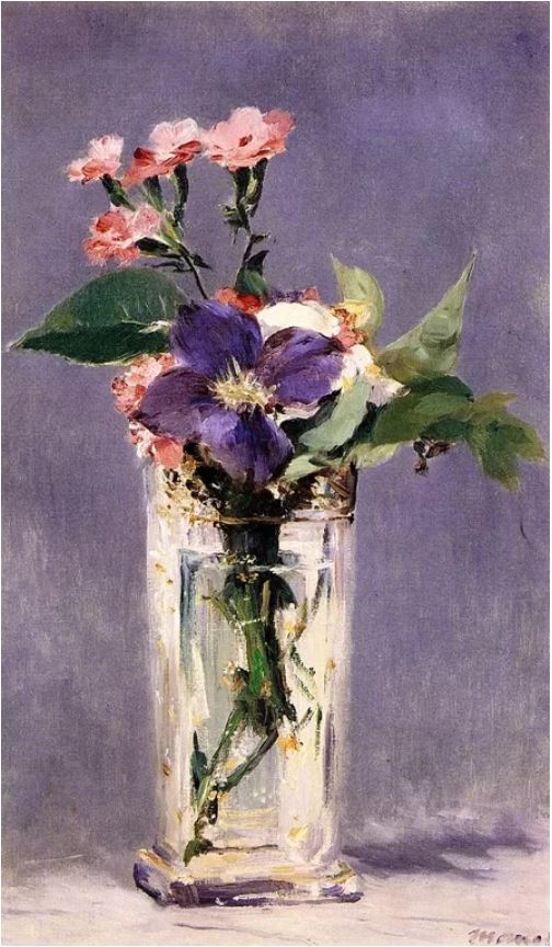 Reproduction Edouard Manet Pinks and Clematis in a Crystal Vase