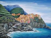 (image for) Manarola Cinque Terre Italy, italian landscape oil paintings