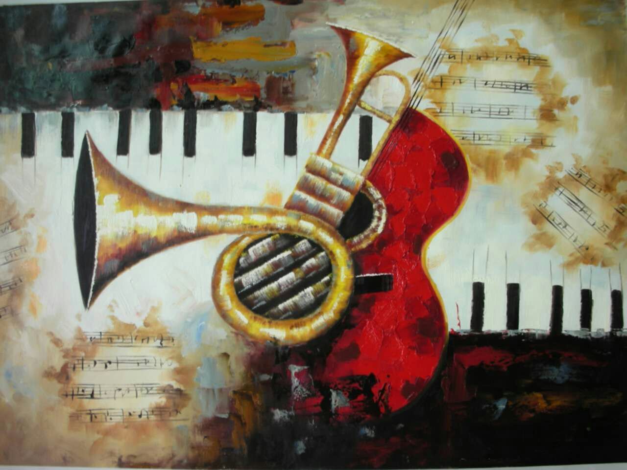 (image for) Knife oil painting on canvas musical instrument