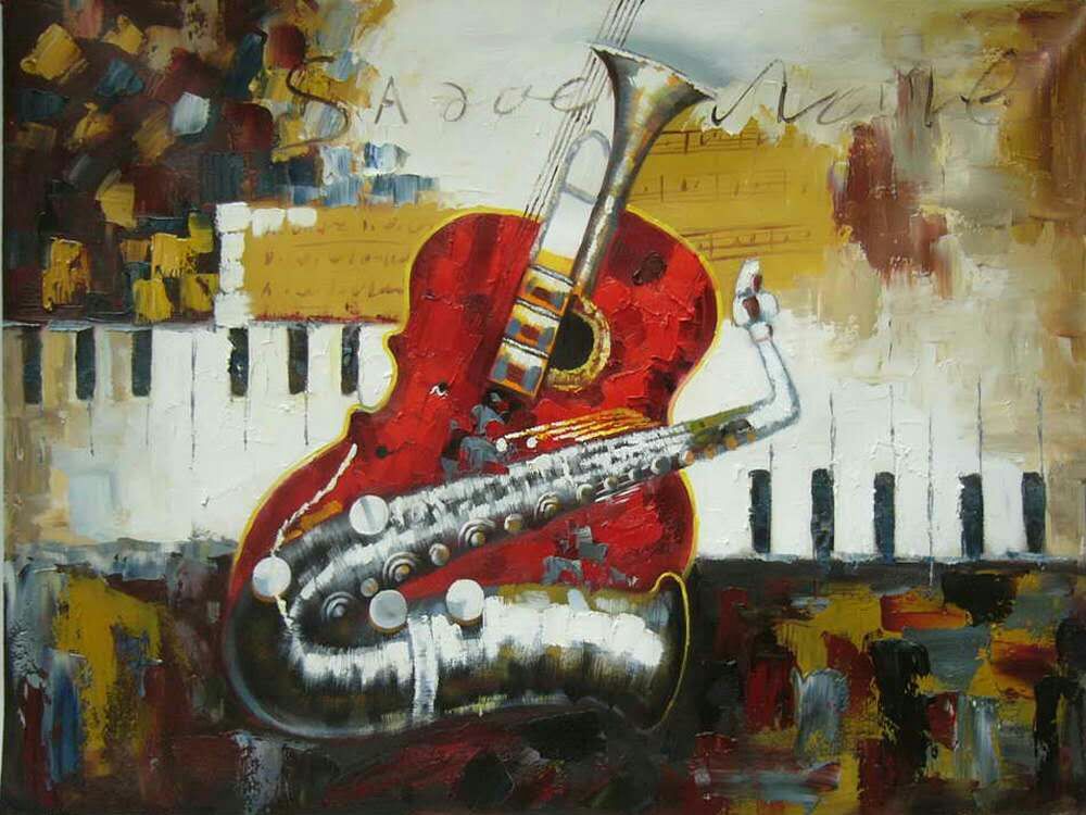 (image for) Knife oil painting on canvas musical instrument - Click Image to Close
