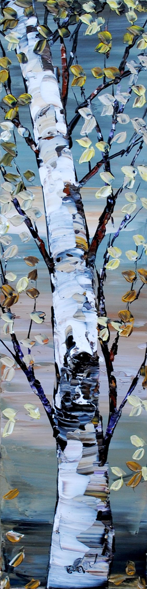 Knife oil painting on canvas tree