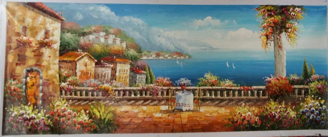 (image for) Knife painting on canvas italian landscape oil paintings - Click Image to Close