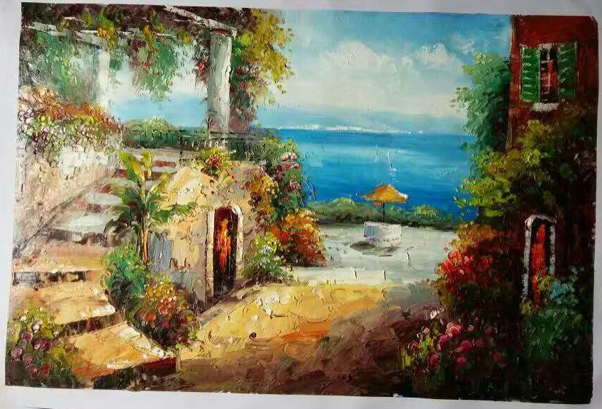 (image for) Knife painting on canvas italian landscape oil paintings - Click Image to Close