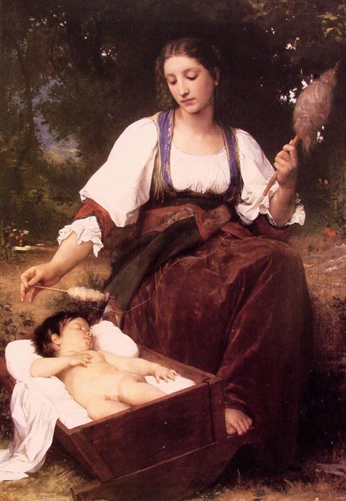 (image for) William Bouguereau Oil Paintings Handmade oil painting Copy paintings of famous artists Berceuse - Click Image to Close
