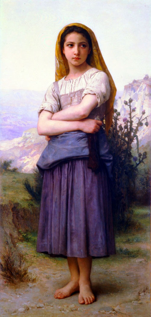 (image for) William Bouguereau Oil Paintings Handmade oil painting Copy paintings of famous artists Bergere 1886 - Click Image to Close