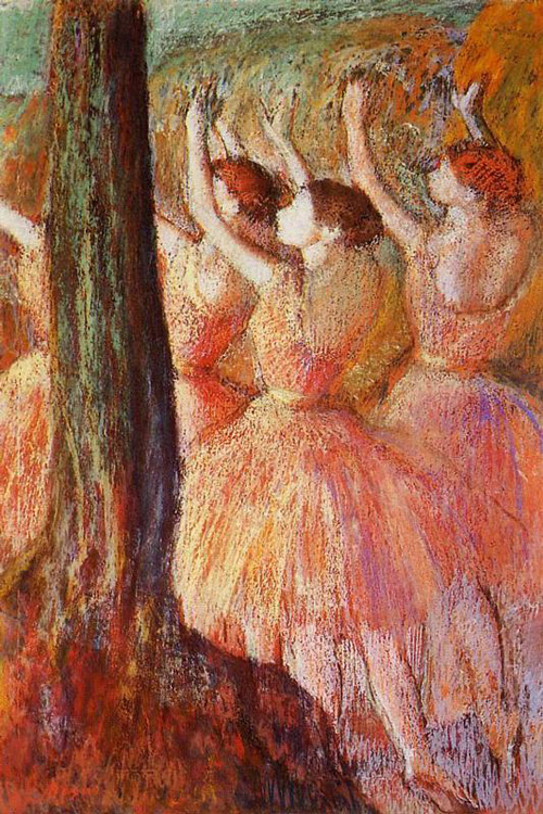 (image for) Handmade Oil painting for home canvas, oil painting framed canvas for living room Pink Dancers 1895-1898 - Click Image to Close
