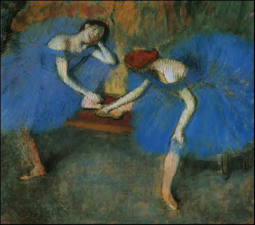 (image for) Handmade Oil painting for home canvas, oil painting framed canvas for living room Two Dancers in Blue 1899 - Click Image to Close