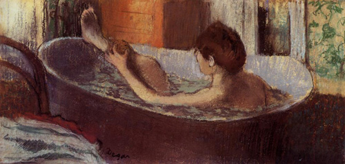 (image for) Handmade Oil painting for home canvas, oil painting framed canvas for living room Woman in a Bath Sponging Her Leg 1883-1884 - Click Image to Close
