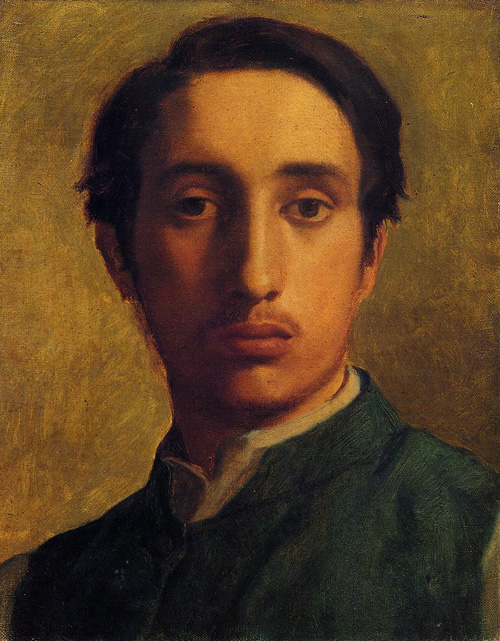 (image for) Handmade oil painting Copy paintings of famous artists Degas in a Green Jacket 1855-1856 - Click Image to Close