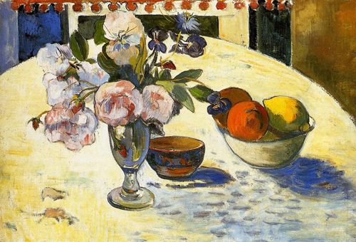 (image for) Handmade Oil painting for home canvas, oil painting framed canvas for living room Paul Gauguin art Flowers in a Fruit Bowl 1894 - Click Image to Close