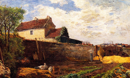 (image for) Handmade Oil painting for home canvas, oil painting framed canvas for living room Paul Gauguin paintings Geese on the Farm 1879 - Click Image to Close