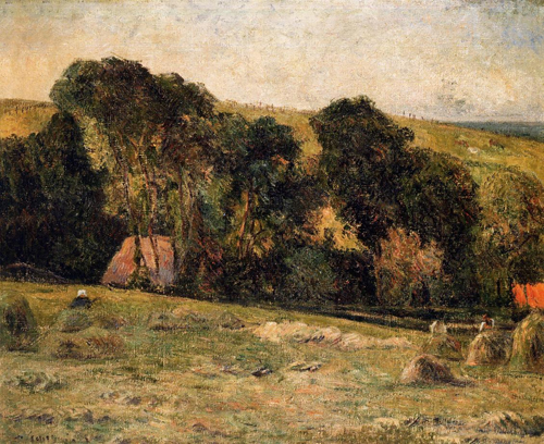 (image for) Handmade oil painting Copy paintings of famous artists Paul Gauguin painting Haymaking in Brittany 1889 - Click Image to Close