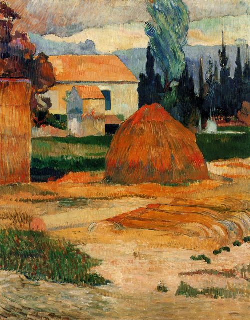 (image for) Handmade Oil painting for home canvas, oil painting framed canvas for living room Paul Gauguin paintings Haystack near Arles 1888 - Click Image to Close