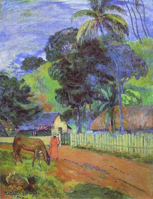 (image for) Paul Gauguin paintings art Horse on Road Tahitian Landscape 1899 - Click Image to Close