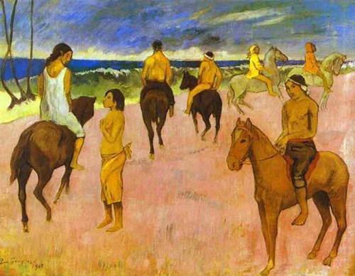 (image for) Paul Gauguin paintings artwork Horsemen on the Beach 1902 - Click Image to Close