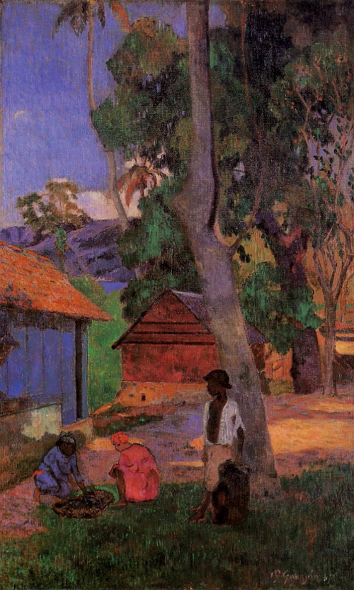 (image for) Paul Gauguin painting artwork Around the Huts 1877 - Click Image to Close
