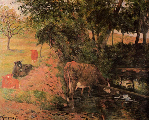 (image for) Paul Gauguin paintings Landscape with Cows in an Orchard 1885 - Click Image to Close