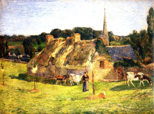 (image for) Paul Gauguin paintings Lollichon Field and Pont Aven Church 1886 - Click Image to Close