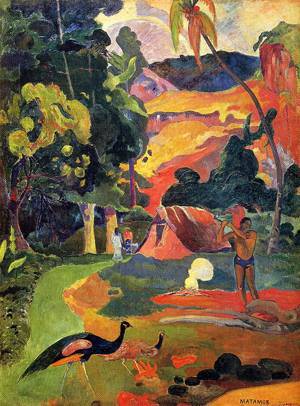 (image for) Paul Gauguin painting Matamoe (aka Landscape with Peacocks) 1892 - Click Image to Close