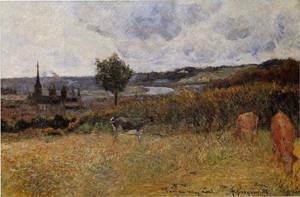 (image for) Handmade Oil painting for home canvas, oil painting framed canvas for living room Paul Gauguin paintings artwork Near Rouen 1884 2 - Click Image to Close