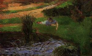 (image for) Paul Gauguin art Pond with Ducks (aka Girl Amusing Herself) 1881 - Click Image to Close
