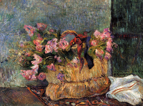 (image for) Handmade oil painting Copy paintings of famous artists Paul Gauguin painting art Basket of Flowers 1884 - Click Image to Close