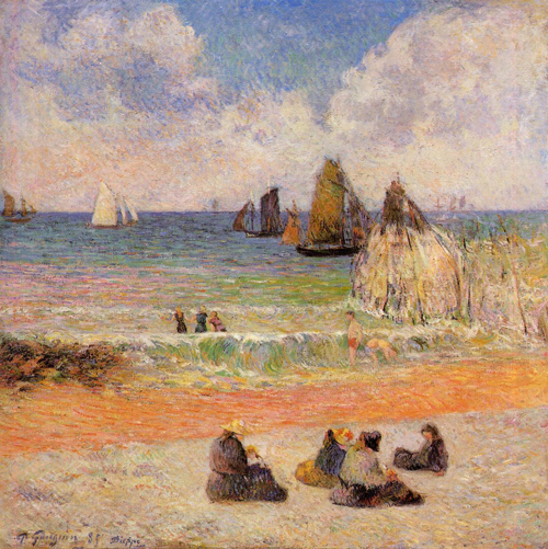 (image for) Handmade oil painting Copy paintings of famous artists Paul Gauguin painting art Bathing Dieppe 1885 - Click Image to Close