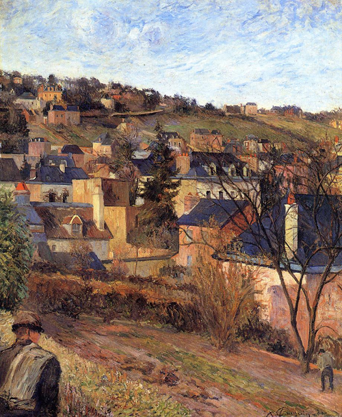 (image for) Handmade oil painting Copy paintings of famous artists Paul Gauguin painting art Blue Roofs Rouen 1884 - Click Image to Close